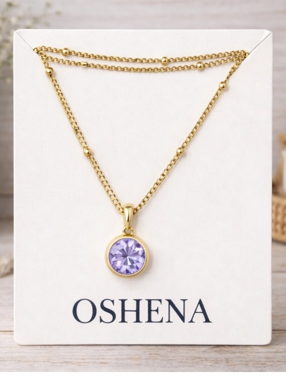 Gold Necklace with Alexandrite Pendant